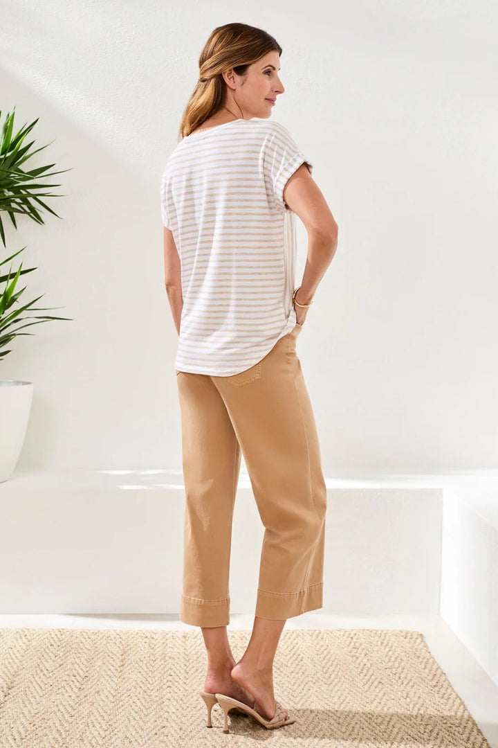 RELAXED CUFFED SHORT SLEEVE STRIPE TOP "BEACH"