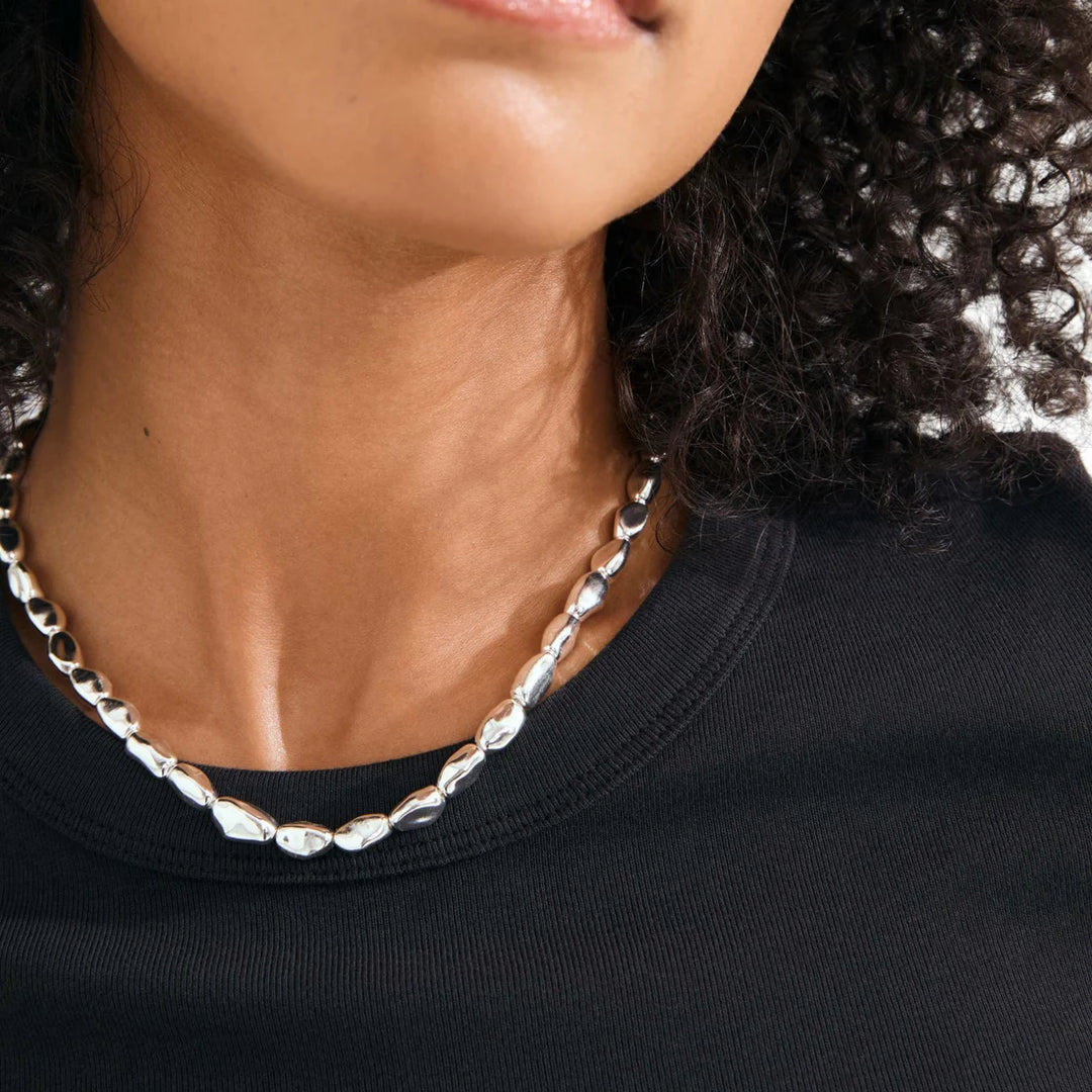 PRESENCE BEADED NECKLACE "SILVER PLATED"