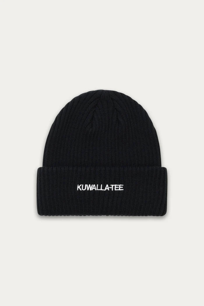 WIDE RIB ESSENTIAL BEANIE "BLACK"