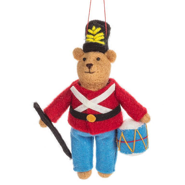 SOLDIER BEAR WITH DRUM ORNAMENT - 6''H