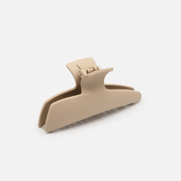 BEIGE GEOMETRIC PLASTIC CLIP WITH MATTE FINISH