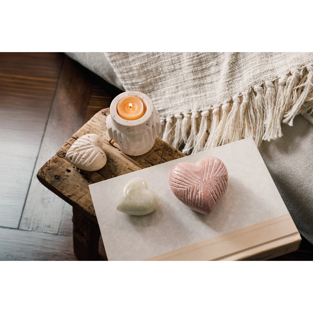 BEIGE MARBLE HEART - MEDIUM