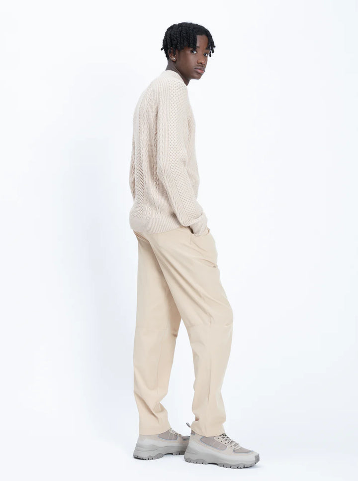 RUDI MOCK ZIP CASHMERE-LIKE SWEATER - BEIGE