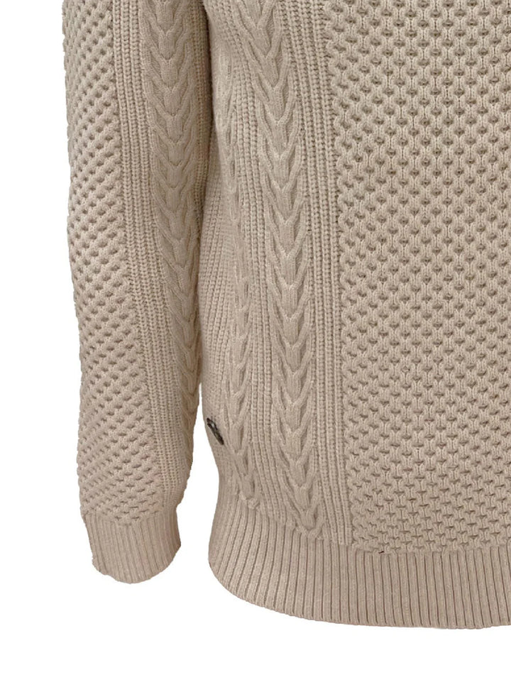 RUDI MOCK ZIP CASHMERE-LIKE SWEATER - BEIGE