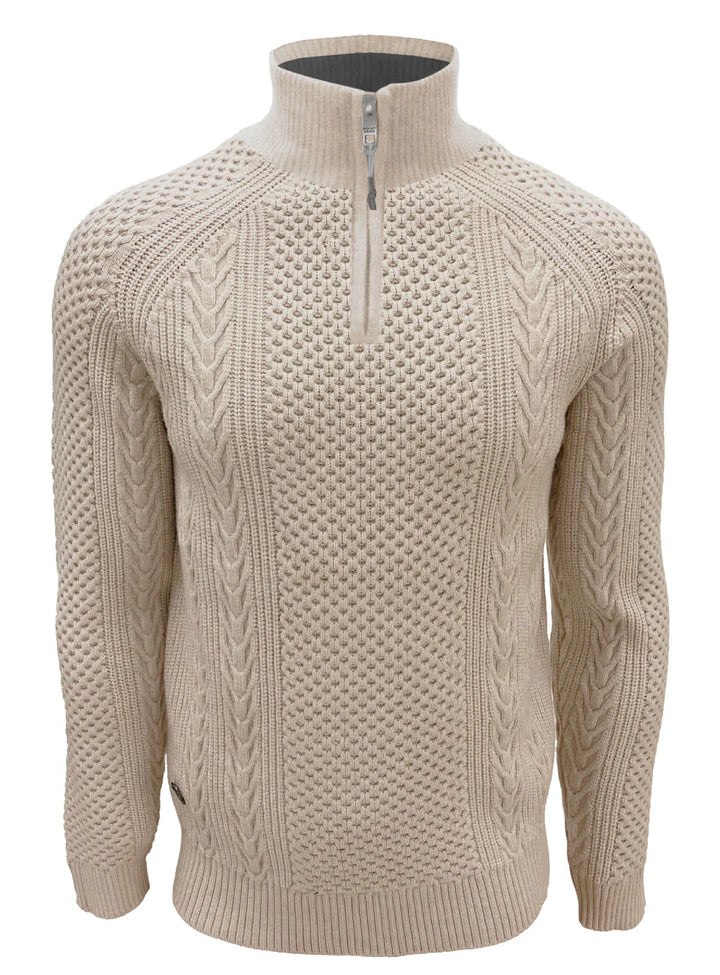 RUDI MOCK ZIP CASHMERE-LIKE SWEATER - BEIGE