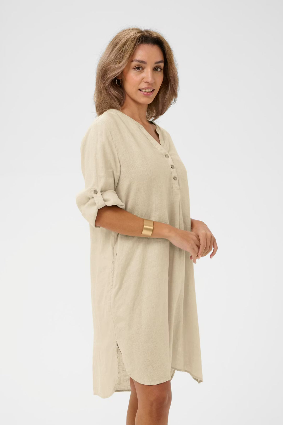 CRBELIS LINEN DRESS "CRISPY SAND"