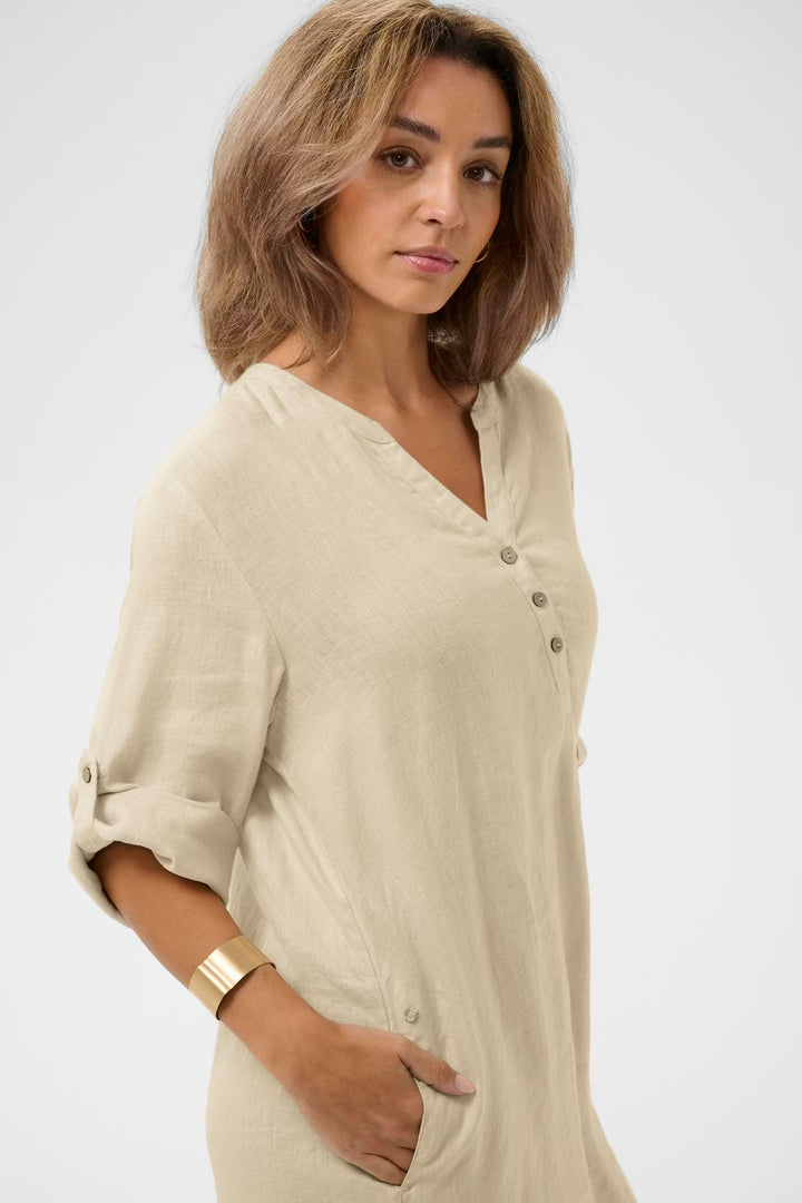CRBELIS LINEN DRESS "CRISPY SAND"