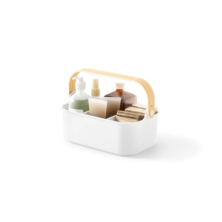 BELLWOOD STACKABLE STORAGE BIN - MEDIUM "WHITE/NATURAL"