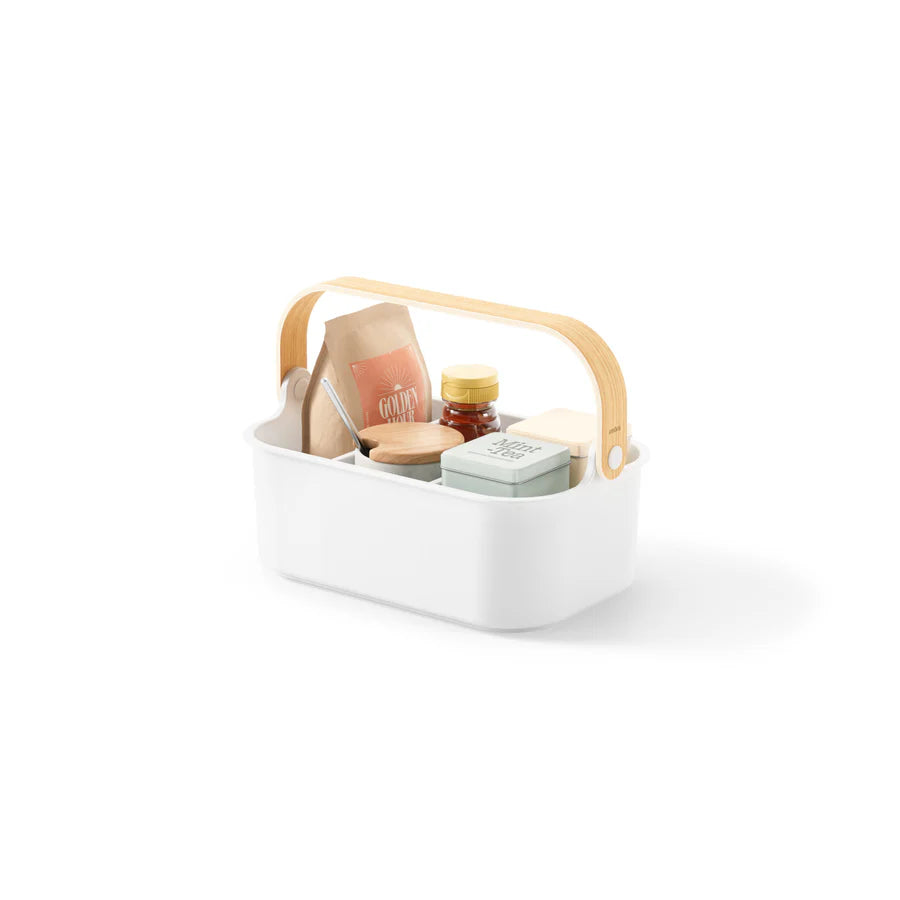 BELLWOOD STACKABLE STORAGE BIN - MEDIUM "WHITE/NATURAL"