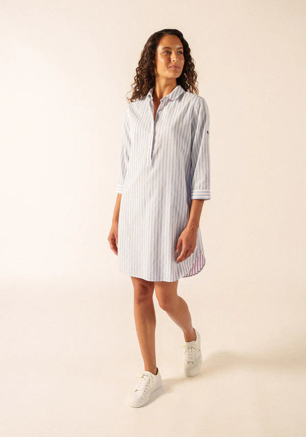 BENEDICTE II STRIPED SHIRT DRESS "NUANCE/BLANC/NACRE"