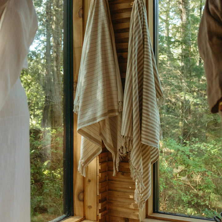 BENGAL STRIPE HAMMAM BATH TOWEL - WARM SAND
