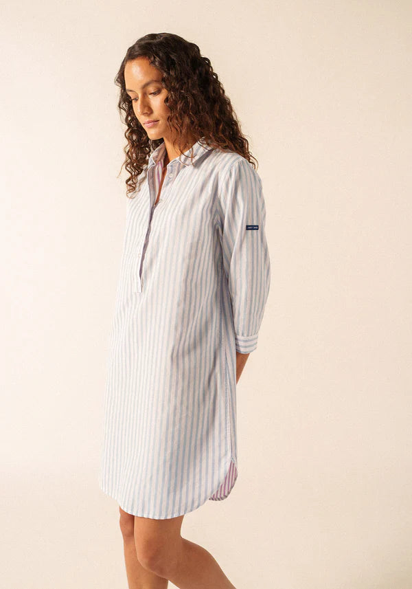 BENEDICTE II STRIPED SHIRT DRESS "NUANCE/BLANC/NACRE"