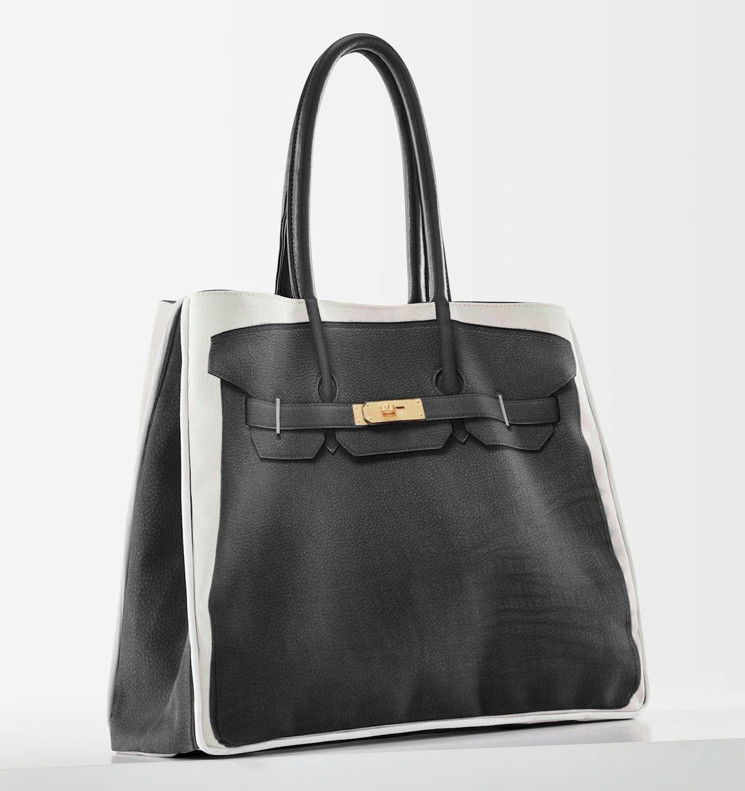 PRINTED BIRKIN TOTE BAG "BLACK"