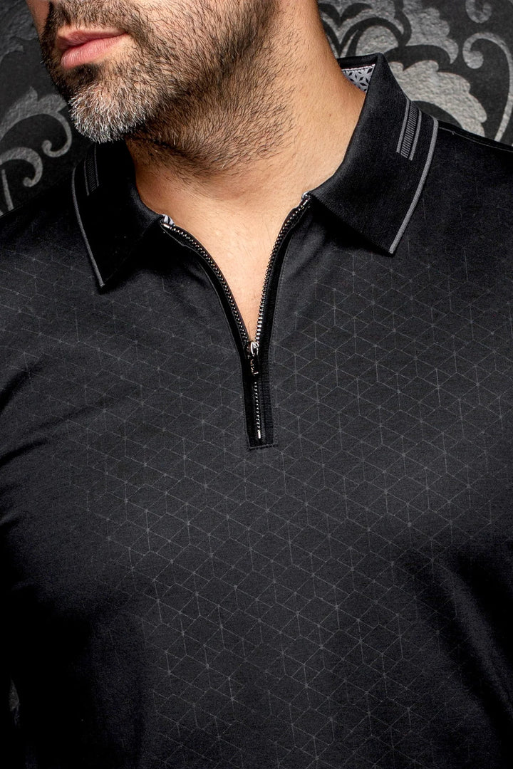 AVENOR LONG-SLEEVE POLO "BLACK"