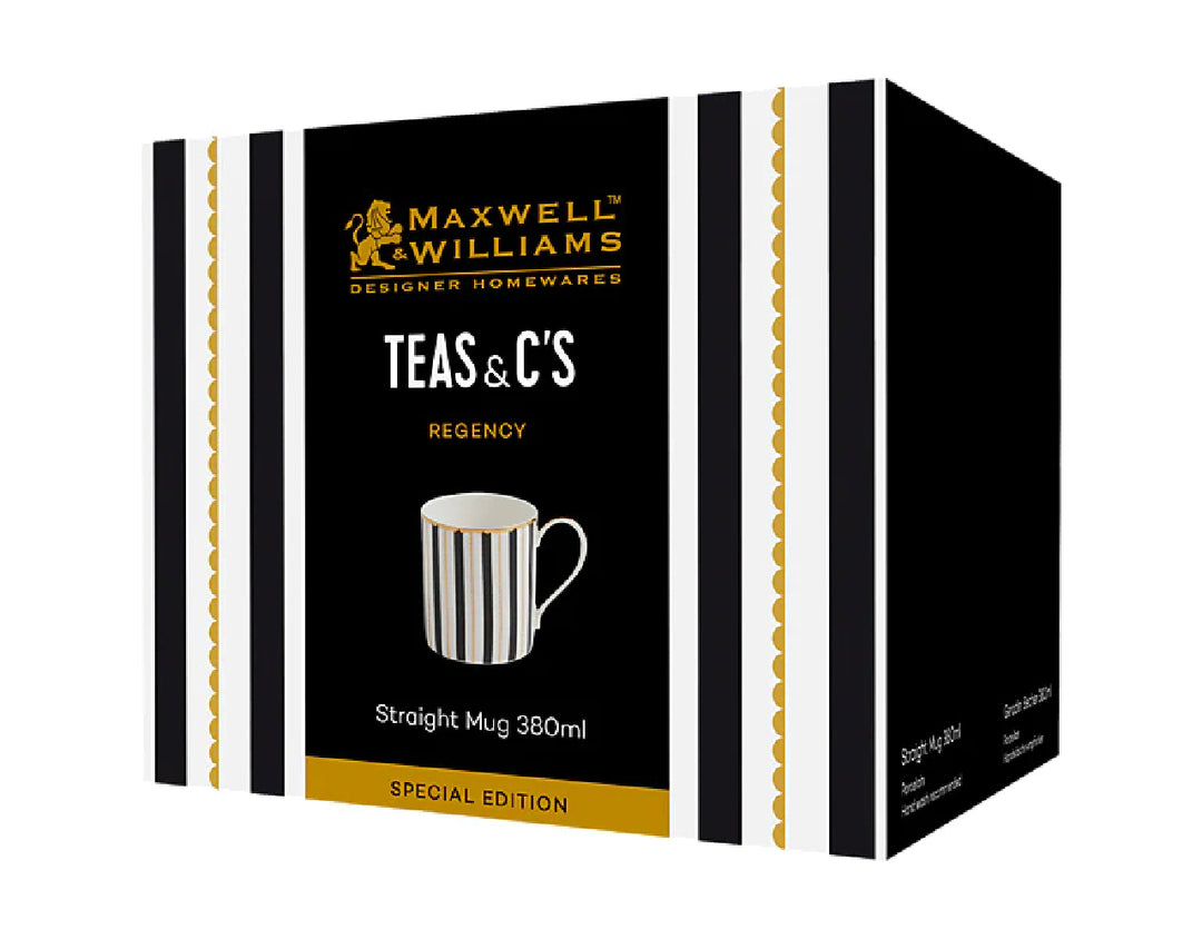 MAXWELL & WILLIAMS - Teas & C’s Regency Straight Mug 380ML Black Gift Boxed