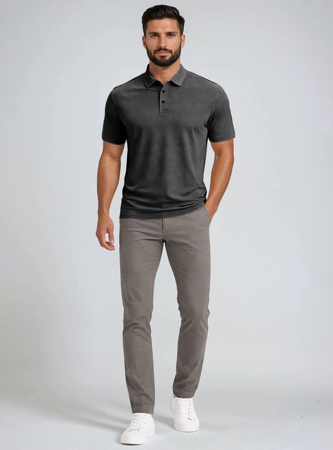 LUCAS - FAST-DRY STRETCH NYLON POLO "BLACK"