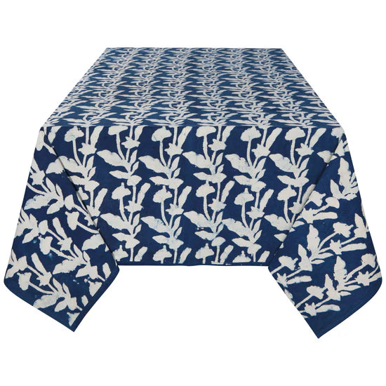 FLOURISH BLOCK PRINT TABLECLOTH 60X108