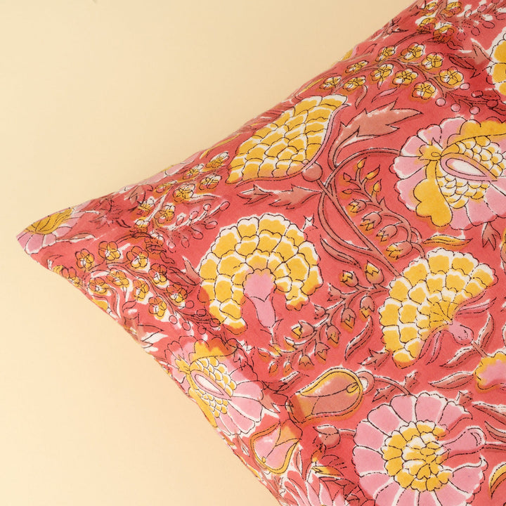 BLOCK PRINT PILLOW - PINK 20x20