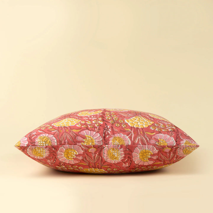 BLOCK PRINT PILLOW - PINK 20x20