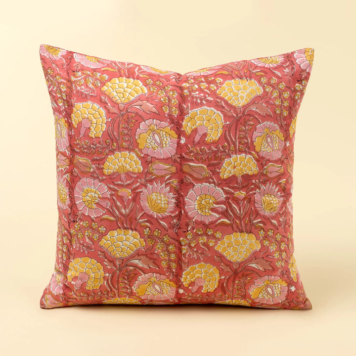 BLOCK PRINT PILLOW - PINK 20x20