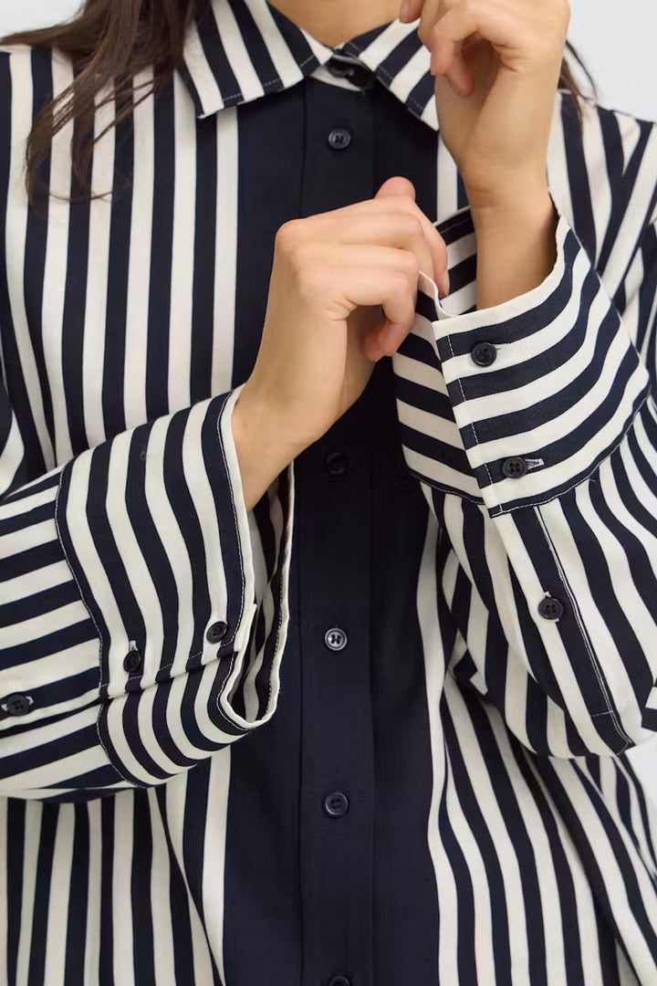 FRALDAY SHIRT "SALUTE WHISPER WHITE STRIPE/BLUE"