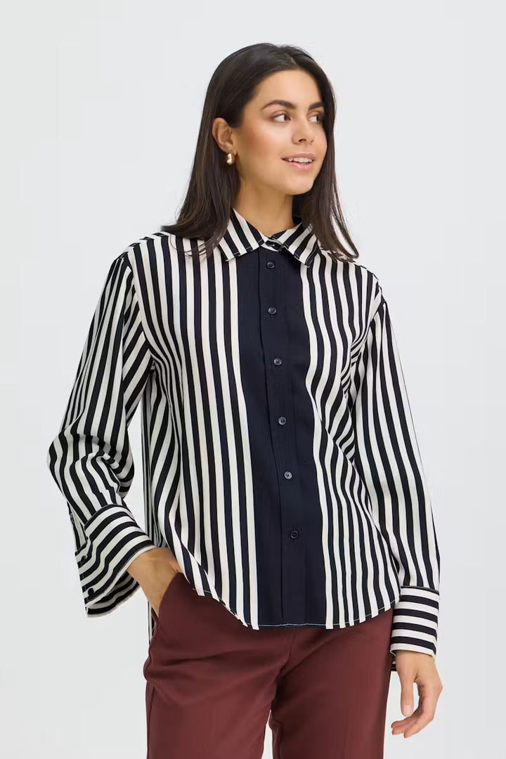 FRALDAY SHIRT "SALUTE WHISPER WHITE STRIPE/BLUE"