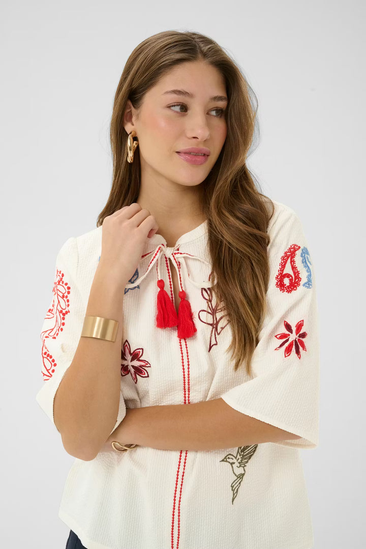 CRROSETTE BLOUSE "WHISPER WHITE"