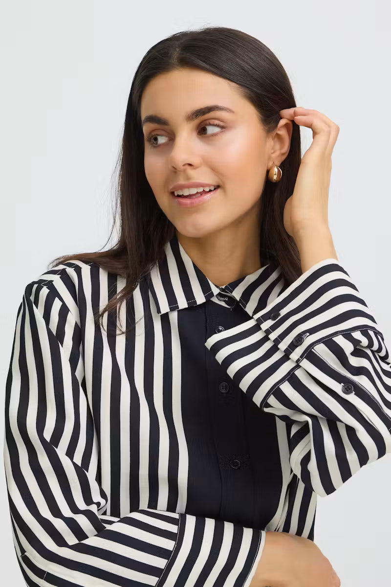 FRALDAY SHIRT "SALUTE WHISPER WHITE STRIPE/BLUE"