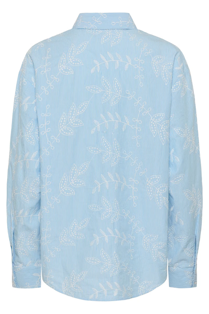 KAMARLEE SHIRT "CHALK BLUE EMBROIDERY STRIPE"