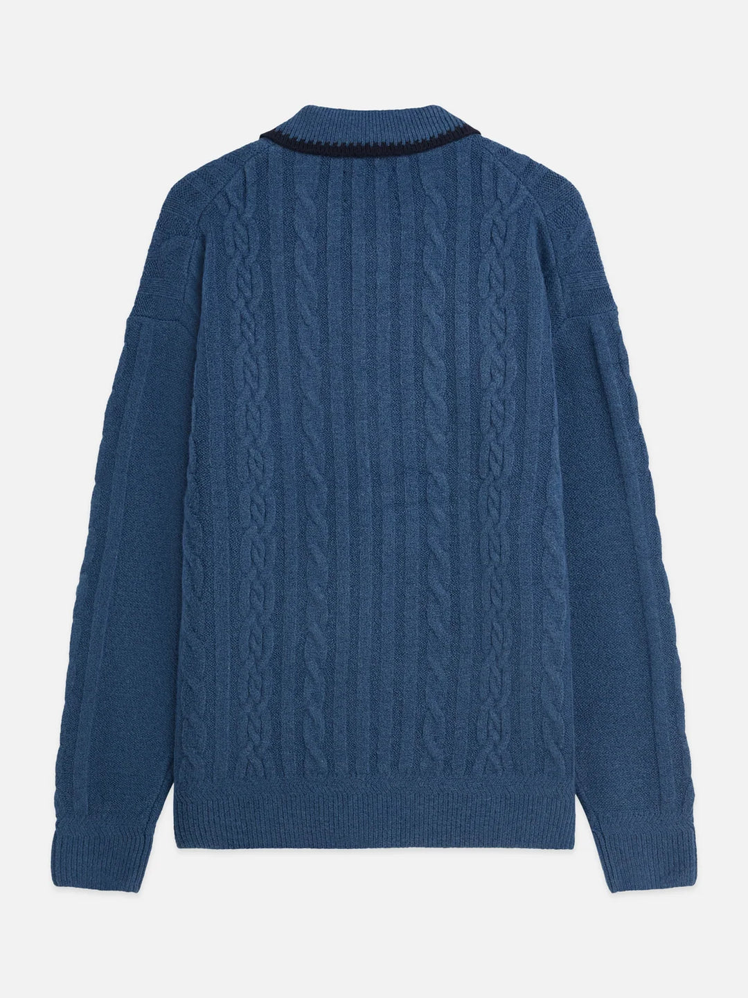 SOFT KNIT POLO CABLE SWEATER "ENSIGN BLUE"