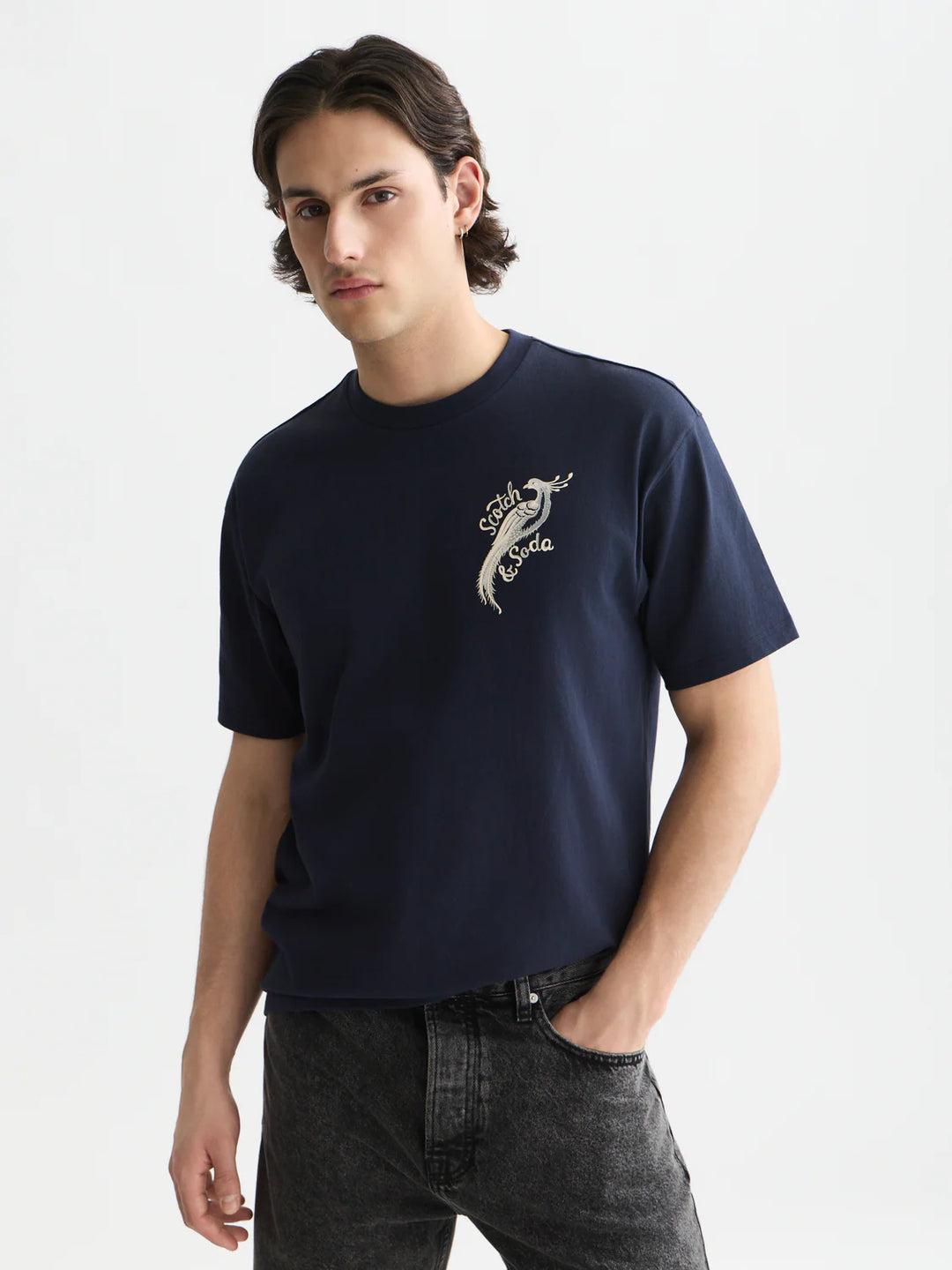 SCOTCH &amp; SODA X ROYAL DELFT ARTWORK RELAXED T-SHIRT "SKY CAPTAIN"