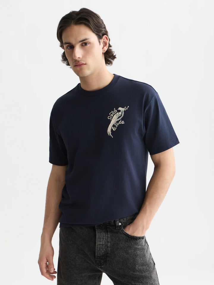 SCOTCH &amp; SODA X ROYAL DELFT ARTWORK RELAXED T-SHIRT "SKY CAPTAIN"