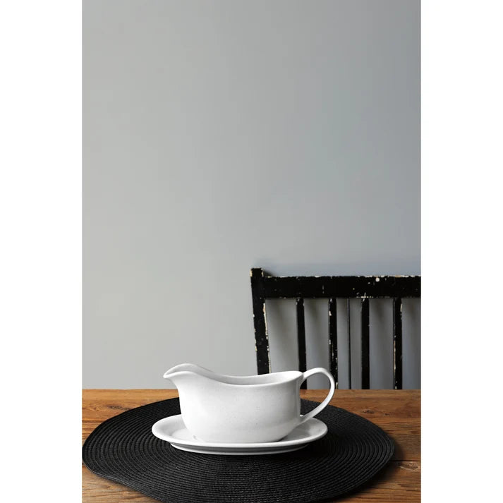 WHITE GRAVY BOAT WITH SAUCER