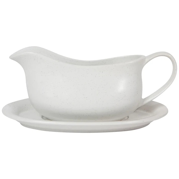WHITE GRAVY BOAT WITH SAUCER