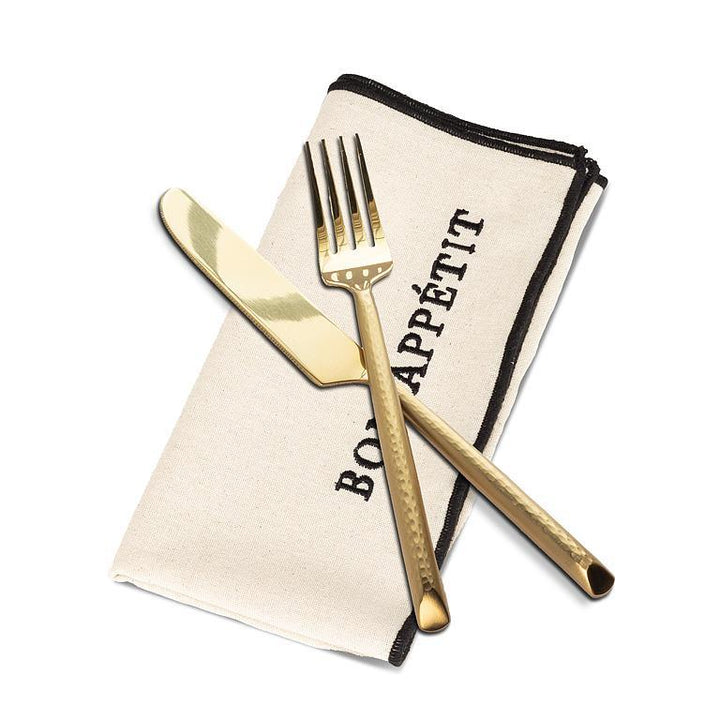 BON APPETIT STITCH NAPKIN - SQUARE, BLACK 18"