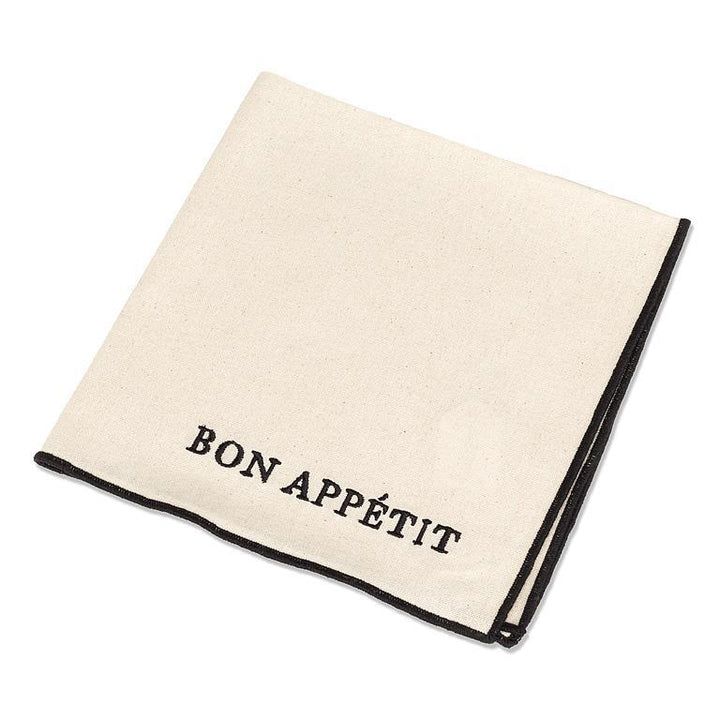 BON APPETIT STITCH NAPKIN - SQUARE, BLACK 18"