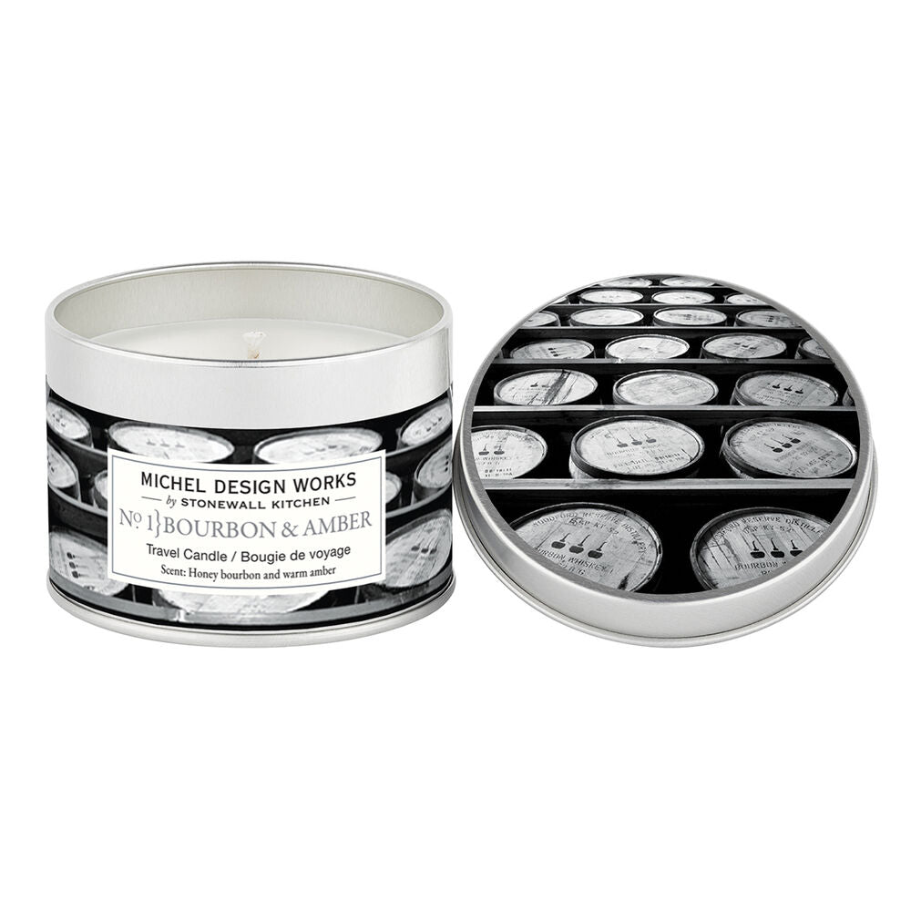 MICHEL DESIGN - BOURBON AND AMBER TRAVEL SOY CANDLE