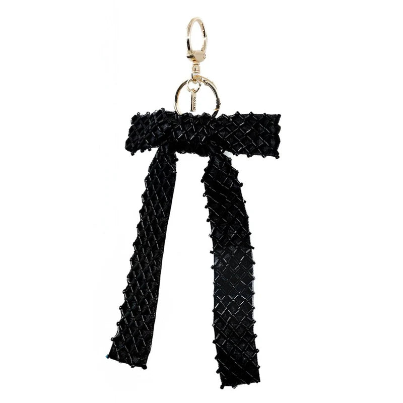 CROSS STITCH BEADED BOW IN BLACK