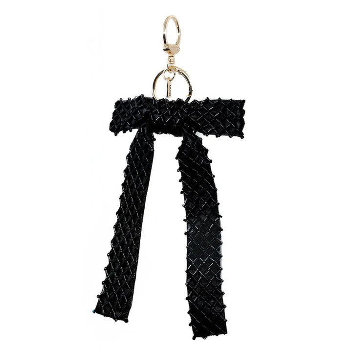 CROSS STITCH BEADED BOW IN BLACK