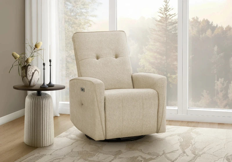 BREEZE UPHOLSTERED POWER RECLINING CHAIR WITH USB PORTS "BEIGE"