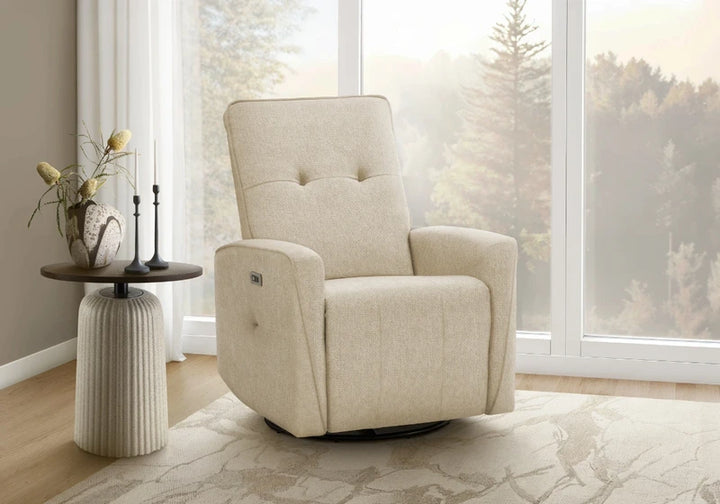 BREEZE UPHOLSTERED POWER RECLINING CHAIR WITH USB PORTS "BEIGE"