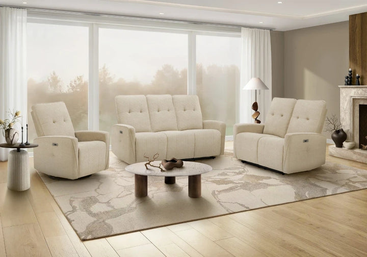 BREEZE UPHOLSTERED POWER RECLINING CHAIR WITH USB PORTS "BEIGE"