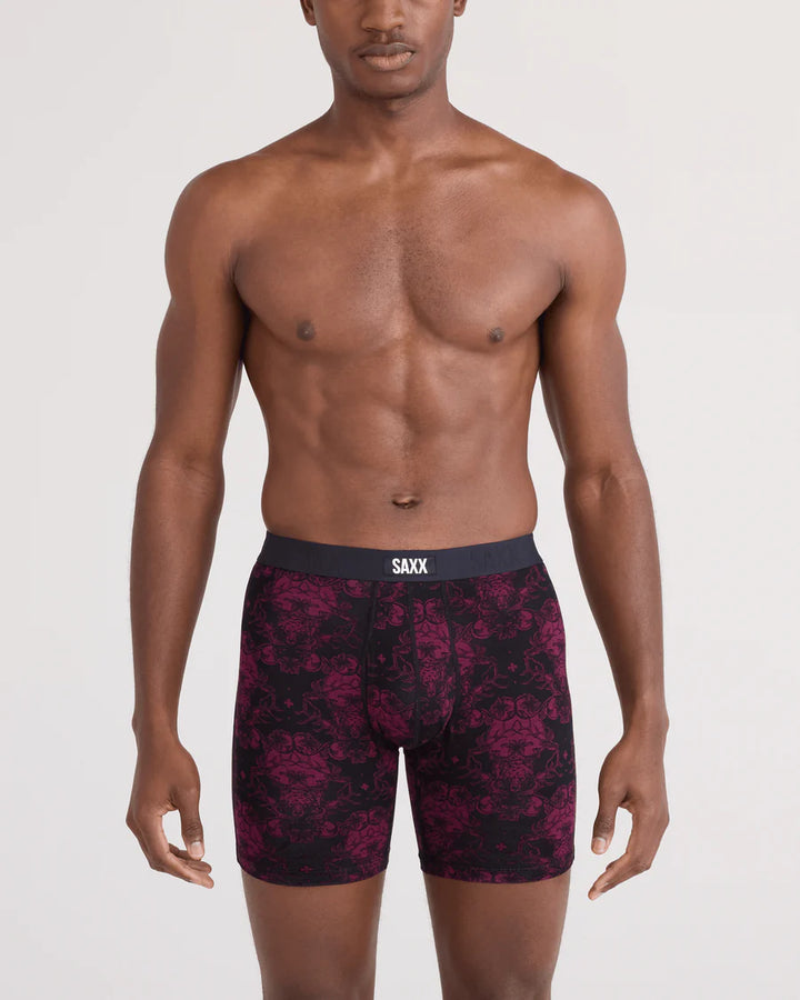VIBE XTRA SOFT COMFORT BOXER BRIEF 6" "BEAR BROCADE-MAROON"