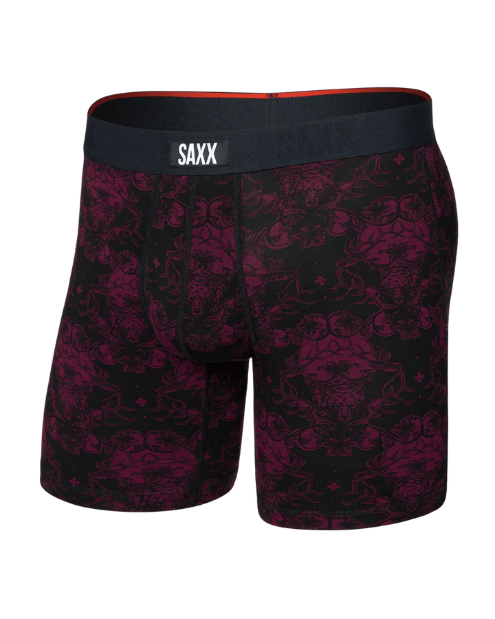 VIBE XTRA SOFT COMFORT BOXER BRIEF 6" "BEAR BROCADE-MAROON"