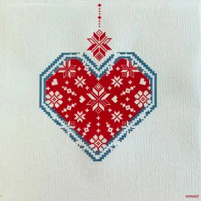 EMBROIDERED HEART DINNER NAPKIN