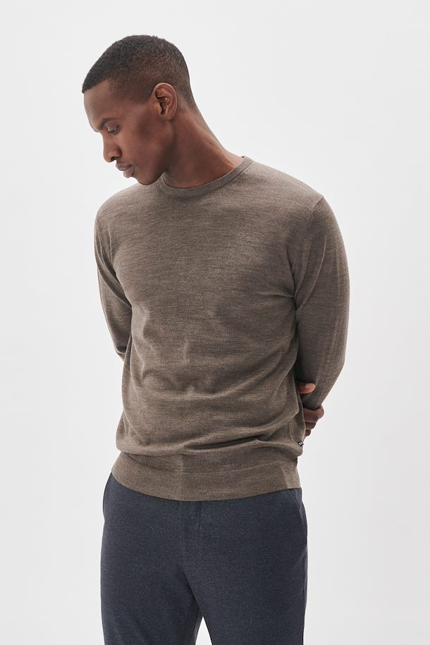 MARGRATE MERINO PULLOVER "BROWN SOIL MELANGE"