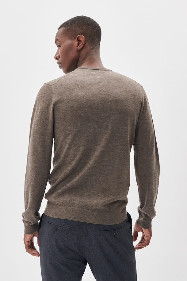 MARGRATE MERINO PULLOVER "BROWN SOIL MELANGE"