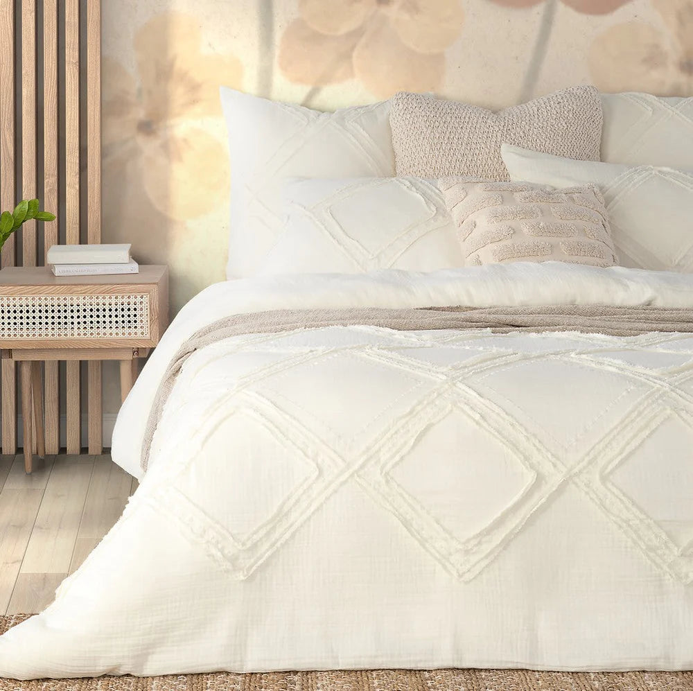 BUCKWHEAT CREAM DUVET COVER KING + 2 PILLOW SHAMS