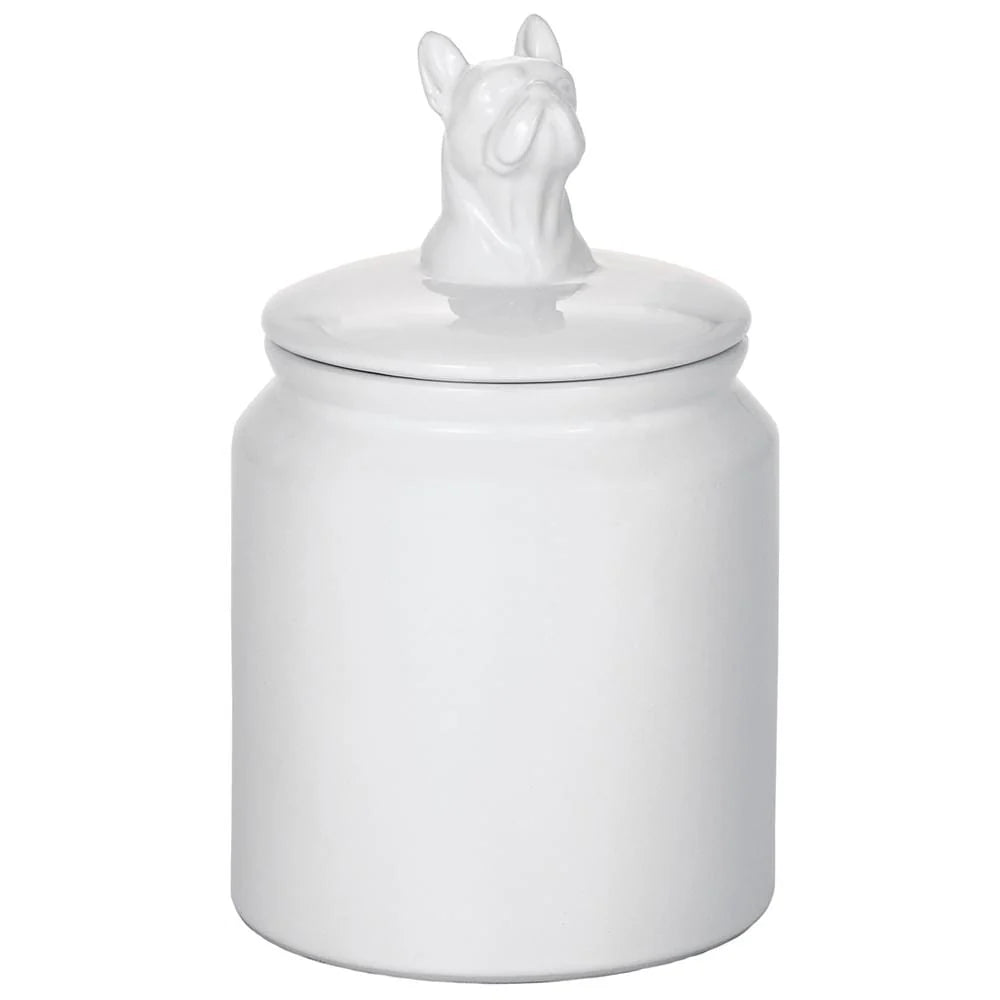 FRENCH BULLDOG CERAMIC CANISTER - WHITE
