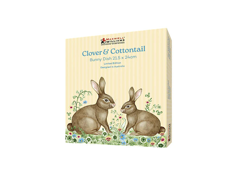 CLOVER &amp; COTTONTAIL BUNNY DISH 21.5X24CM - GIFT BOXED